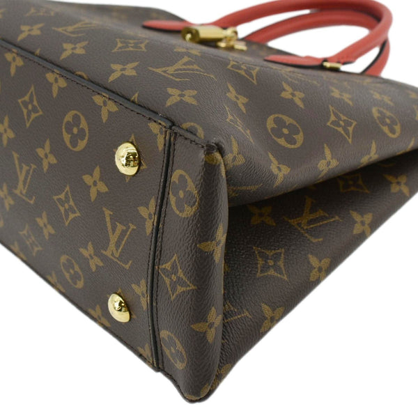 LOUIS VUITTON Flower Monogram Canvas Tote Shoulder Bag Cerise