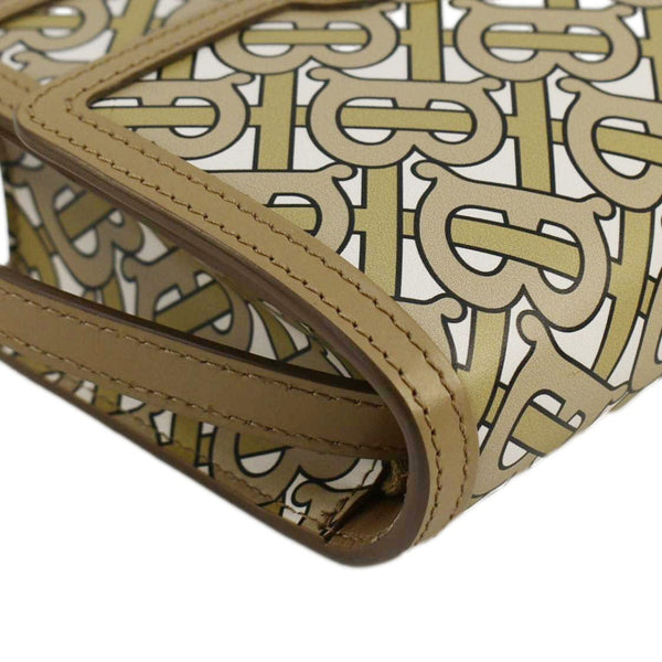 BURBERRY TB Monogram Mini Leather Shoulder Bag Beige