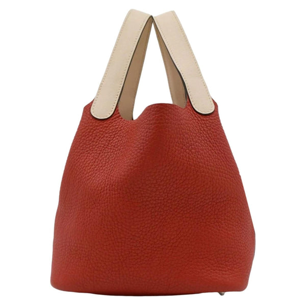 HERMES Picotin Lock 18 Taurillon Clemence Leather Hobo Bag Red