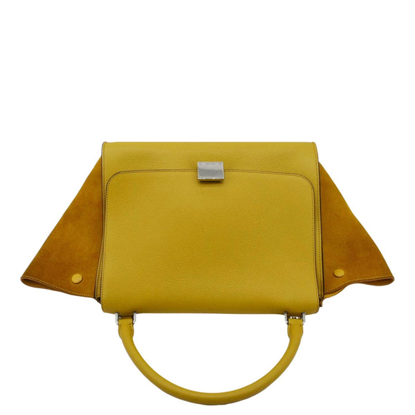 CELINE Trapeze Leather Suede Tote Shoulder Bag Yellow