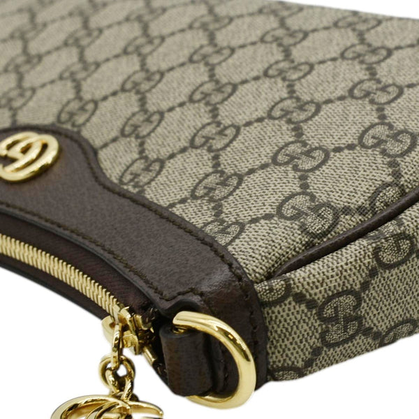 GUCCI Dollar Ophidia Web Small GG Supreme Monogram Canvas New Acero Shoulder Bag Beige 735132