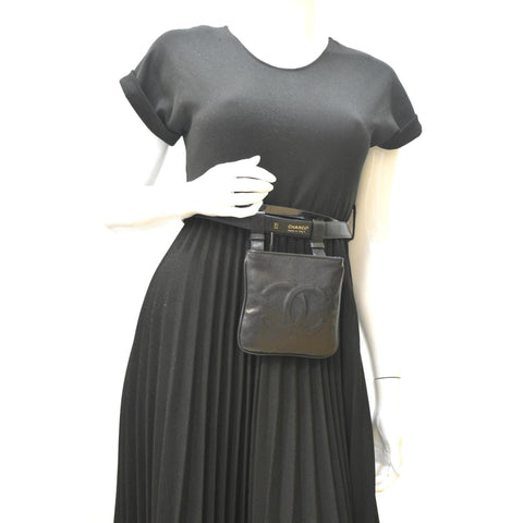 CHANEL Vintage Timeless Caviar Leather Belt Bag Black