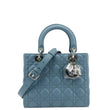 CHRISTIAN DIOR Lady Dior Medium Leather Shoulder Bag Sky Blue