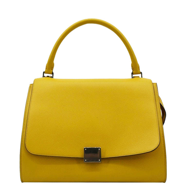 CELINE Trapeze Leather Suede Tote Shoulder Bag Yellow