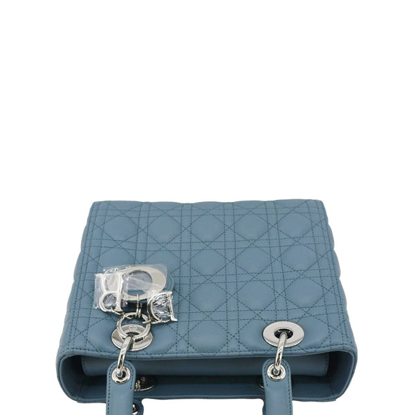 CHRISTIAN DIOR Lady Dior Medium Leather Shoulder Bag Sky Blue