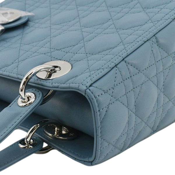 CHRISTIAN DIOR Lady Dior Medium Leather Shoulder Bag Sky Blue