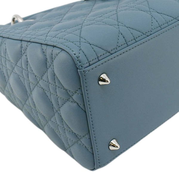 CHRISTIAN DIOR Lady Dior Medium Leather Shoulder Bag Sky Blue