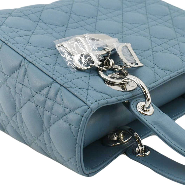 CHRISTIAN DIOR Lady Dior Medium Leather Shoulder Bag Sky Blue