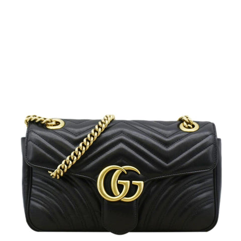 GUCCI GG Marmont Small Matelasse Leather Crossbody Bag Black 443497