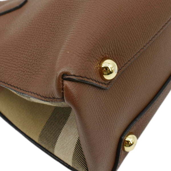 BURBERRY Banner Derby Leather Tote Shoulder Bag Tan