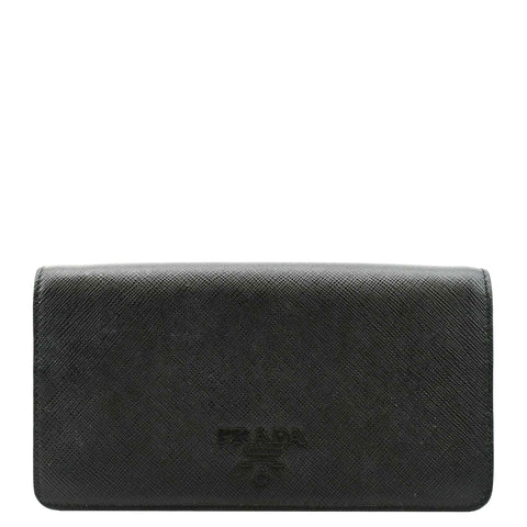 PRADA Saffiano Leather Crossbody Wallet Black