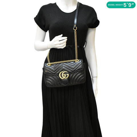 GUCCI GG Marmont Small Matelasse Crossbody Bag Black  dummmy look