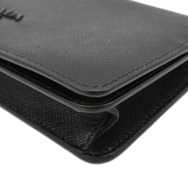 PRADA Saffiano Leather Crossbody Wallet Black