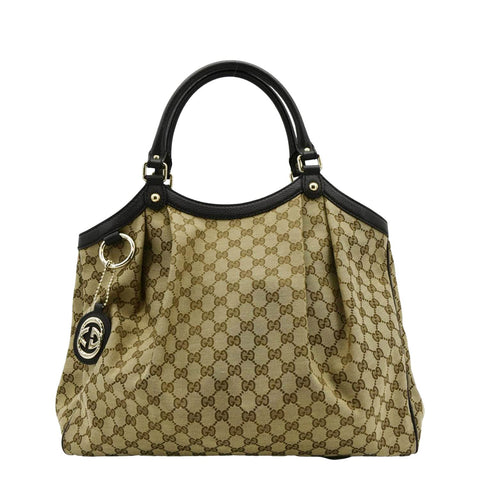 GUCCI Sukey Large GG Monogram Canvas Tote Bag Beige 364840