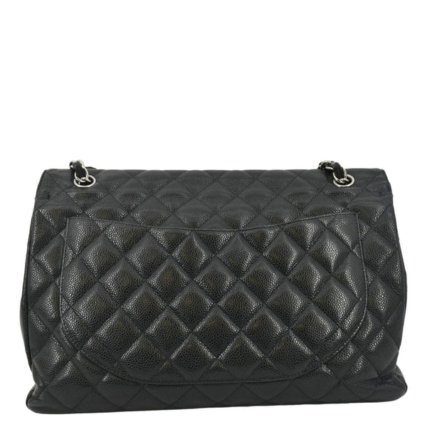 CHANEL Classic Maxi Single Flap Caviar Leather Shoulder Bag Black