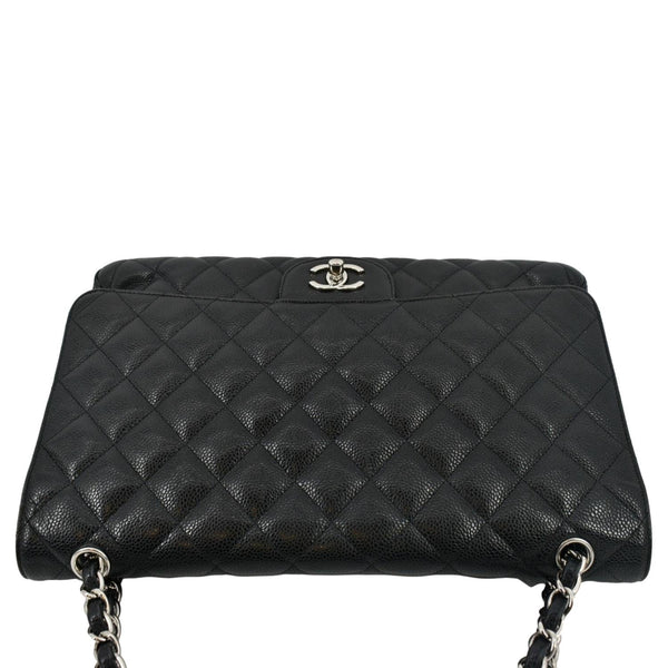 CHANEL Classic Maxi Single Flap Caviar Leather Shoulder Bag Black