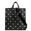 GUCCI Bee Star Grained Calfskin Leather Vertical Tote Black 495444