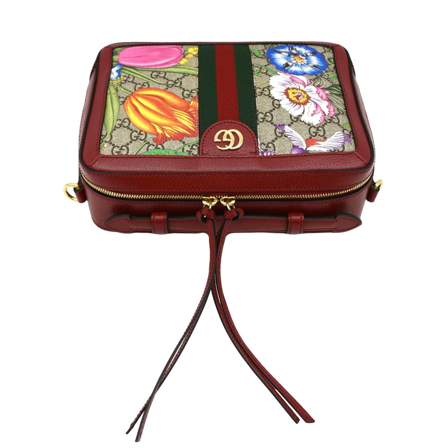 gucci ophidia gg flora mini backpack in red GUCCI Ophidia Flora Web Small Top Handle Bag