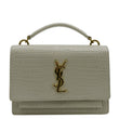 YVES SAINT LAURENT Sunset Crocodile Embossed Leather Crossbody Bag Ivory