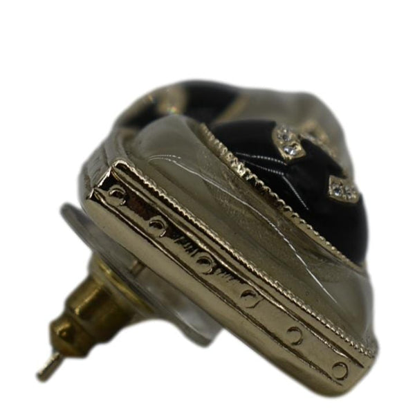 CHANEL Square Clip-on Metal Glass Pearl Strass Earrings Black