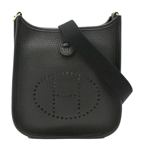 HERMES Evelyne TPM Clemence Leather Crossbody Bag Black