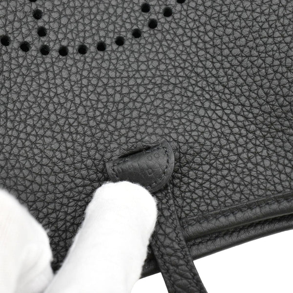 HERMES Evelyne TPM Clemence Leather Crossbody Bag Black