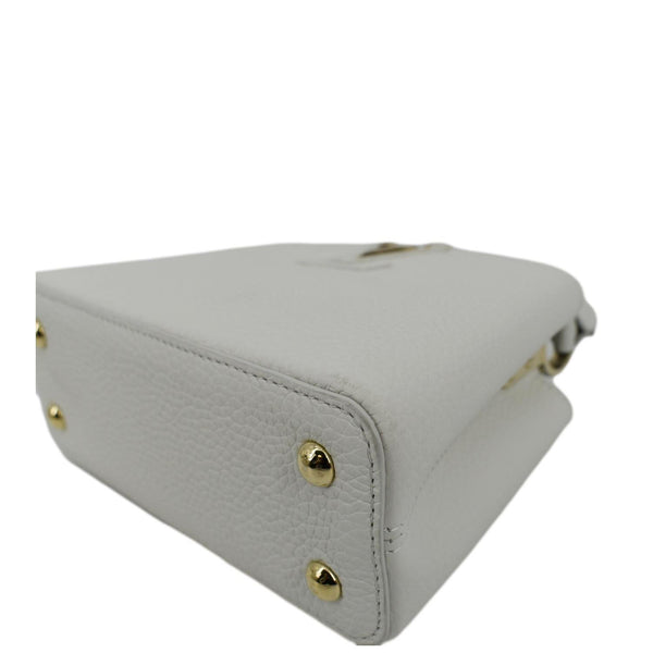 LOUIS VUITTON Capucine Mini Shoulder Bag Leather White with lower right side view