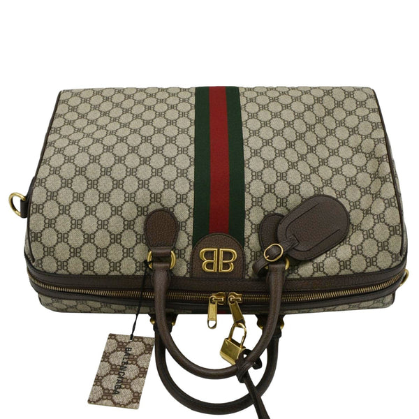 GUCCI X BALENCIAGA Ophidia Carry-On Supreme BB Web Duffle Bag Beige 680124