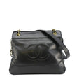 CHANEL Vintage CC Lambskin Leather Chain Shopping Tote Bag Black