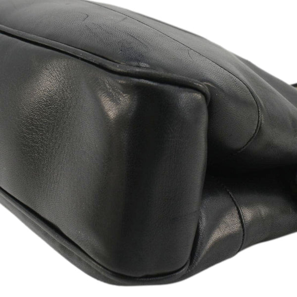 CHANEL Vintage CC Lambskin Leather Chain Shopping Tote Bag Black