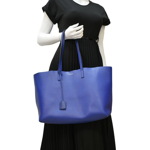 YVES SAINT LAURENT Shopping Leather Tote Bag Blue