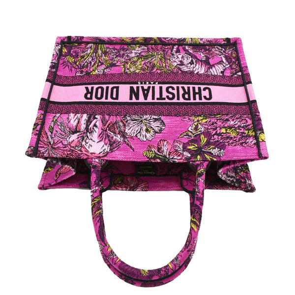 CHRISTIAN DIOR Medium Book Oblique Embroidered Canvas Tote Bag Pink