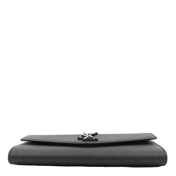 YVES SAINT LAURENT Uptown Grain De Poudre Embossed Leather Crossbody Chain Wallet Black