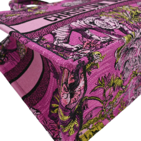 CHRISTIAN DIOR Medium Book Oblique Embroidered Canvas Tote Bag Pink