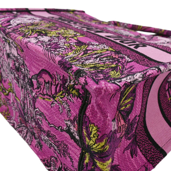 CHRISTIAN DIOR Medium Book Oblique Embroidered Canvas Tote Bag Pink