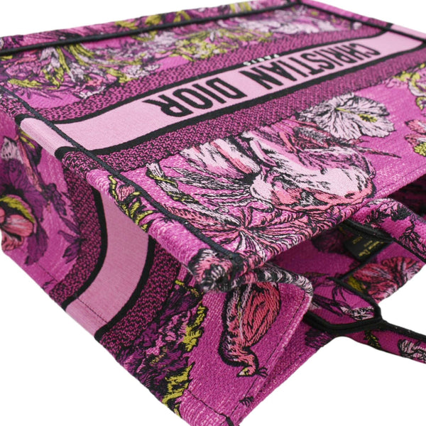 CHRISTIAN DIOR Medium Book Oblique Embroidered Canvas Tote Bag Pink