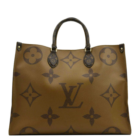 LOUIS VUITTON Onthego GM Giant Monogram Canvas Tote Shoulder Bag Brown