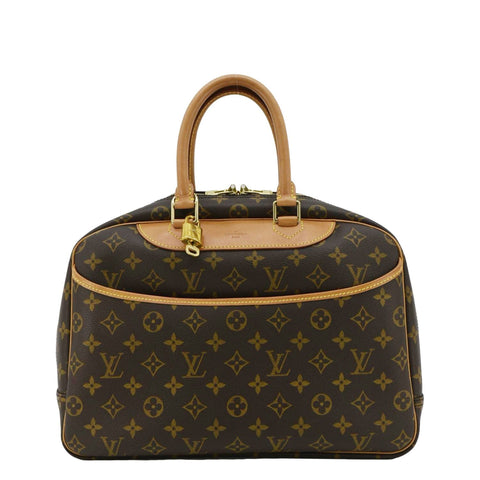 LOUIS VUITTON Deauville Monogram Canvas Satchel Bag Brown
