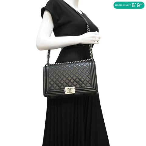 CHANEL Boy Flap Medium Shoulder Bag Blackdummy look