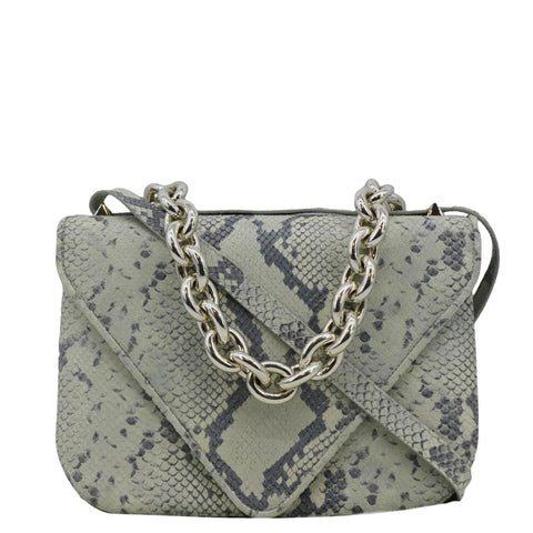 BOTTEGA VENETA Mount Envelope Python Leather Crossbody Bag Light Green