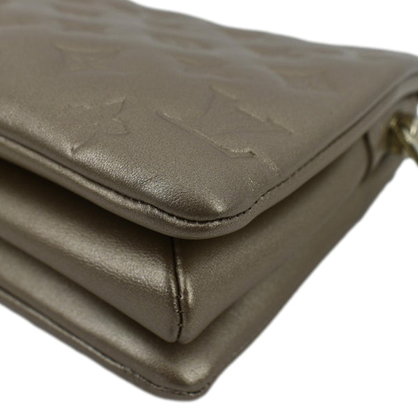 LOUIS VUITTON Coussin BB Monogram Embossed Leather Shoulder Bag Gold