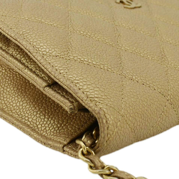 CHANEL WOC Quilted Caviar Leather Crossbody Bag Beige