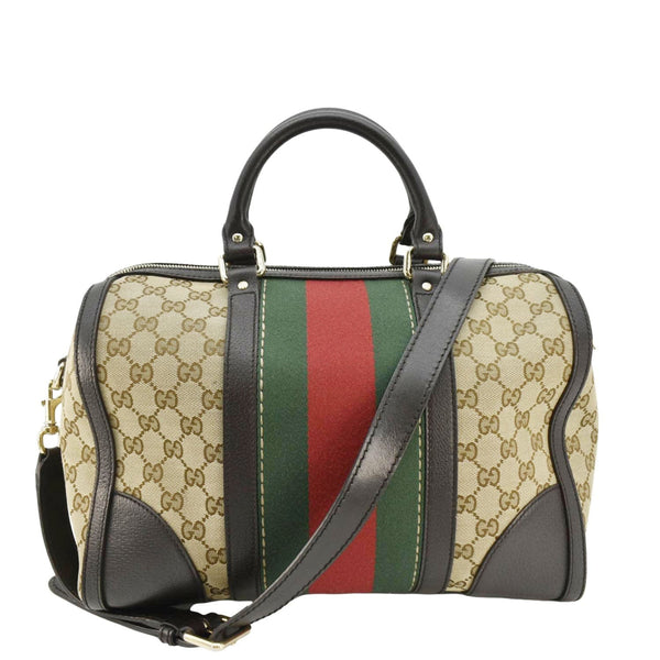 GUCCI Webby Bee GG Canvas Boston Bag Beige 406868