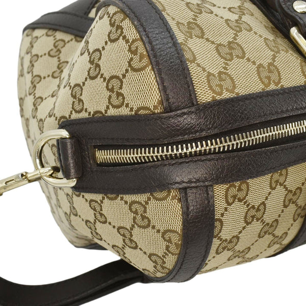 GUCCI Webby Bee GG Canvas Boston Bag Beige 406868