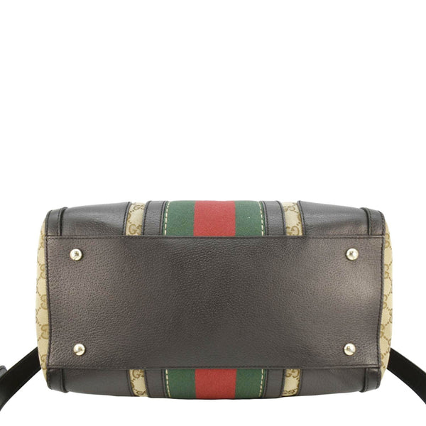 GUCCI Webby Bee GG Canvas Boston Bag Beige 406868