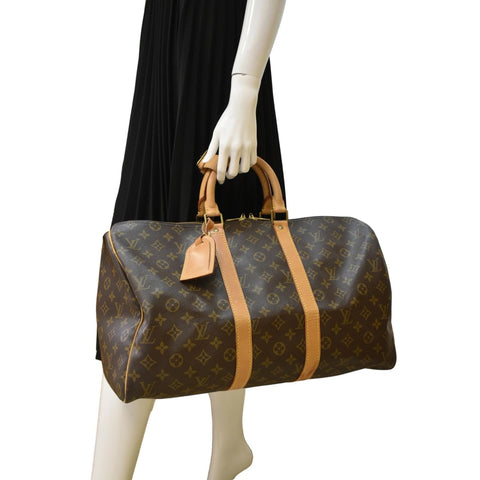 LOUIS VUITTON Keepall 45 Monogram Canvas Travel Bag Brown