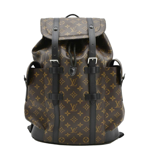 LOUIS VUITTON Christopher MM Monogram Macassar Canvas Backpack Bag Brown