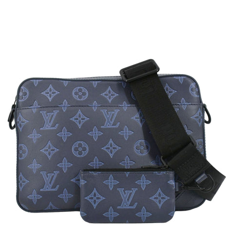 LOUIS VUITTON Trio Monogram Shadow Messenger Bag Blue
