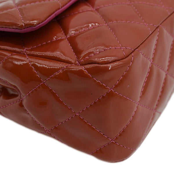 CHANEL Classic Medium Double Flap Patent Leather Shoulder Bag Red
