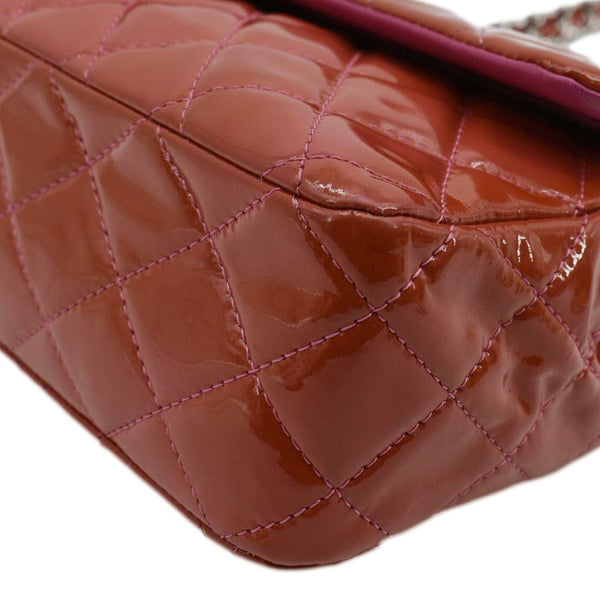 CHANEL Classic Medium Double Flap Patent Leather Shoulder Bag Red
